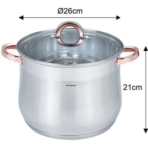 Каструля Klausberg KB-7794 Rose Gold, 10.7 л, 26 см, сталева гастрономічна для кухні