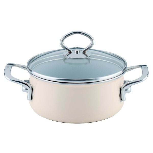 Garnek tradycyjny Riess Avorio 1,0 l (16 cm) niski z pokrywą — do gotowania