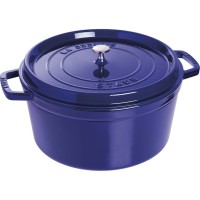 Гарний традиційний чавунний каструля Staub La Cocotte, кругла, 8,35 л, синя, для готування