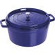 Гарний традиційний чавунний каструля Staub La Cocotte, кругла, 8,35 л, синя, для готування