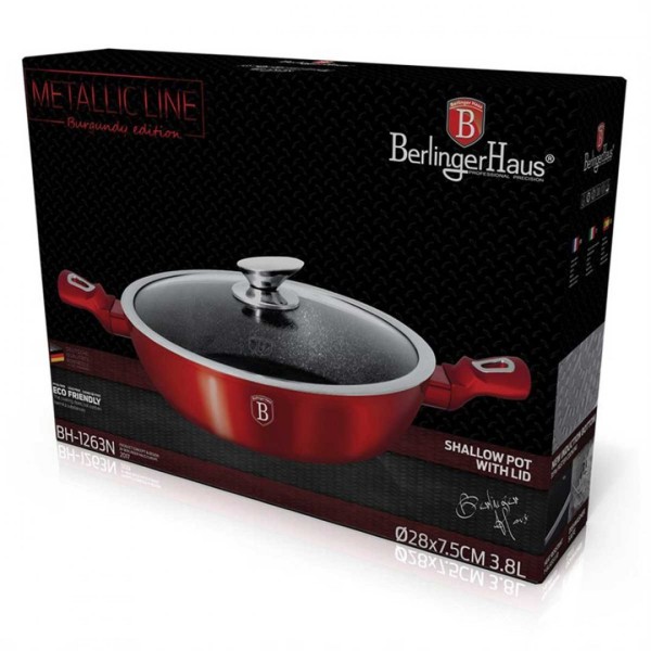 Garnek Berlinger Haus Metallic Burgundy Line BH-1263 3.8L 28cm do gotowania na kuchence