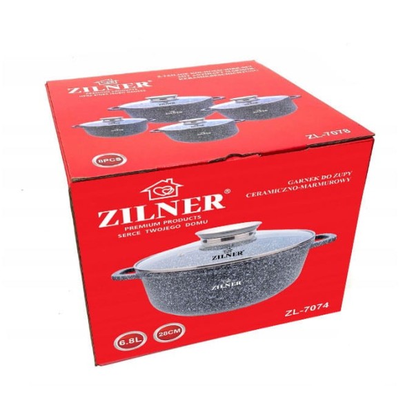 Garnek marmurowy Zilner ZL-7074 6,8L/28cm idealny do duszenia i gotowania potraw