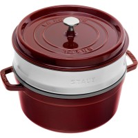 Гарячий посуд, Staub La Cocotte, Жароміцний чавунний круглий горщик з вставкою, 5.2 л, гранатовий