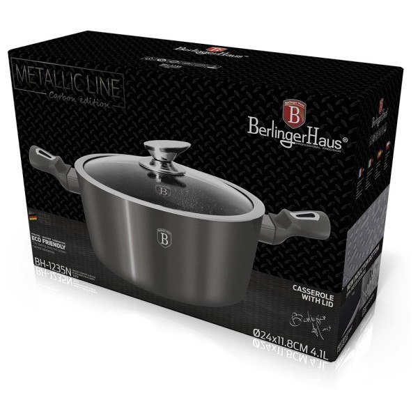 Гарнірка Berlinger Haus Metallic Line Carbon BH-1236-N 6,5л 28см для варіння і тушкування