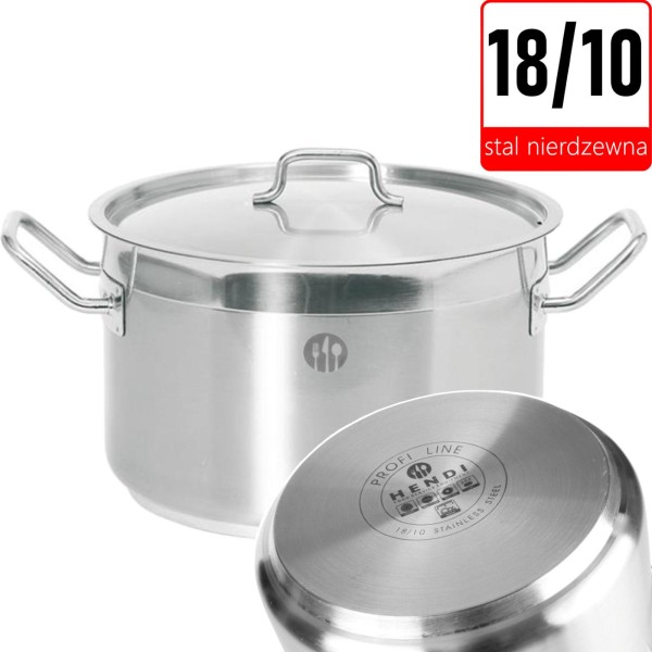 Garnek tradycyjny Hendi Profi Line 23,5 l z pokrywką średnica 36 cm wysokość 23 cm do kuchni profesjonalnej