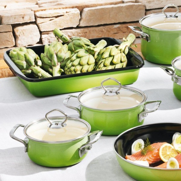 Garnek tradycyjny RIESS Smaragd 1,0 l (16 cm) niski z pokrywą — do gotowania