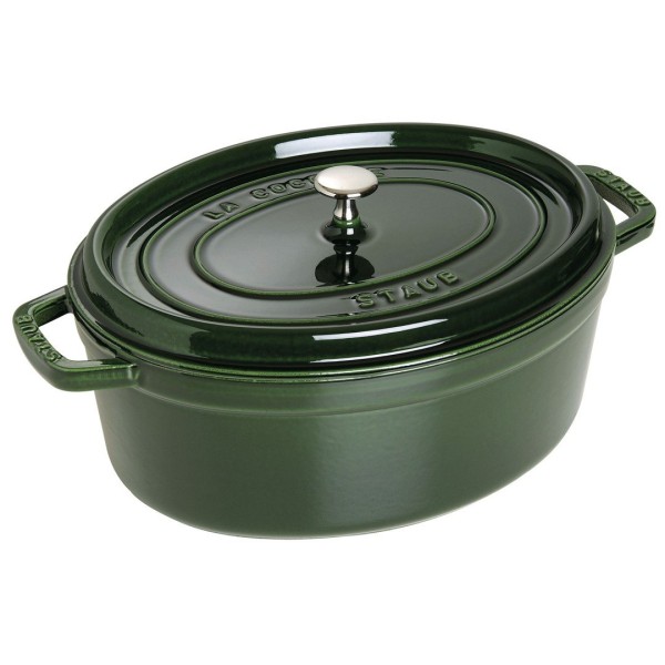 Каструля традиційна Staub La Cocotte овальна 5.5 л, зелена для приготування страв