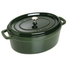 Garnek żeliwny owalny Staub La Cocotte 6,7 l zielony do pieczenia i duszenia