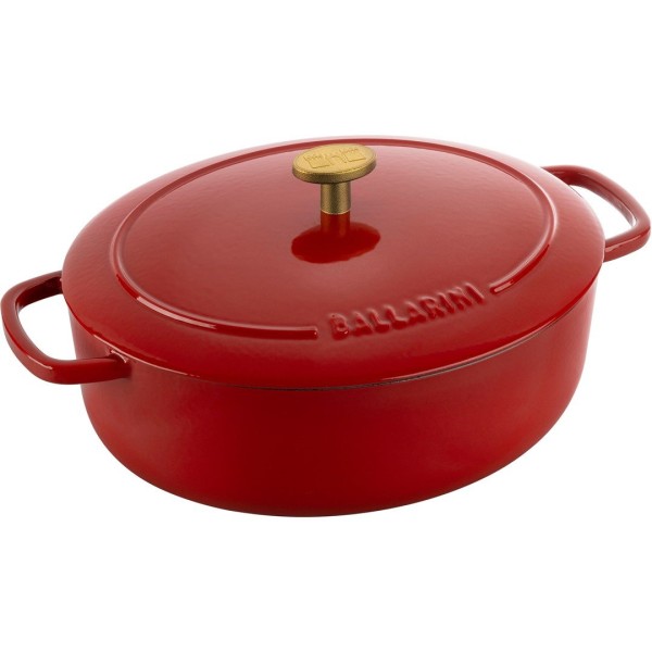 Garnek żeliwny Ballarini Bellamonte owalny 2.2 l czerwony do duszenia i pieczenia