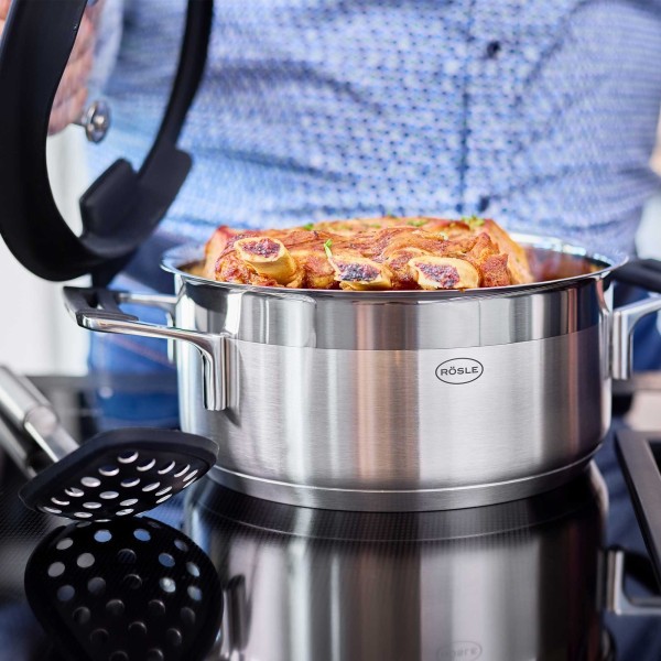 Garnek tradycyjny RÖSLE Silence Pro 20 cm niski do duszenia i gotowania