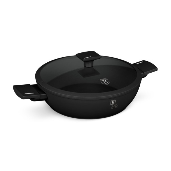 Garnki tradycyjne Berlinger Haus BH-8185 Matte Black Collection garnek płytki 3,8 l z pokrywką 28 cm