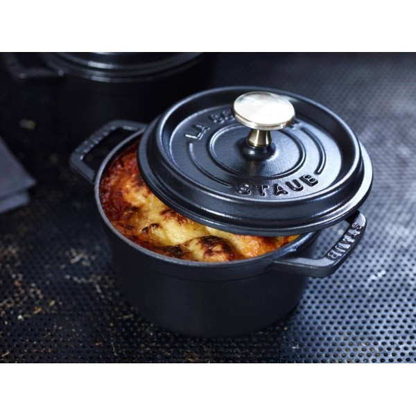 Гарячий горщик Staub Mini Cocotte з емальованого чавуну 250 мл, для приготування порційних страв, чорний