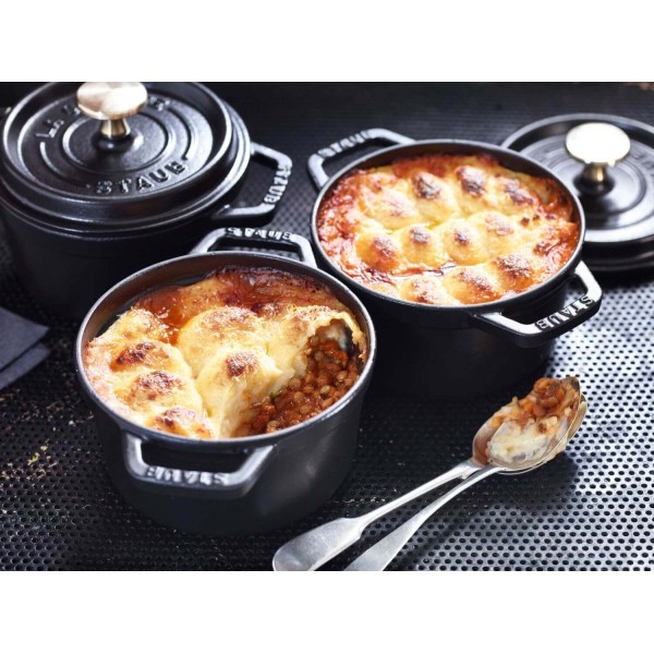 Гарячий горщик Staub Mini Cocotte з емальованого чавуну 250 мл, для приготування порційних страв, чорний