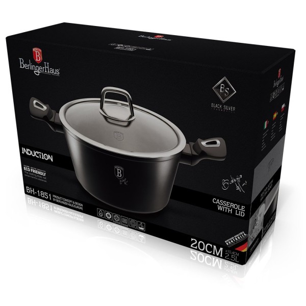 Каструля Berlinger Haus Black Silver 4.1 л 24 см для приготування їжі BH-1852