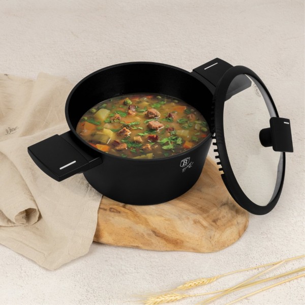 Garnek tradycyjny, BerlingerHaus BH-8187 Matte Black, 20 cm z pokrywką