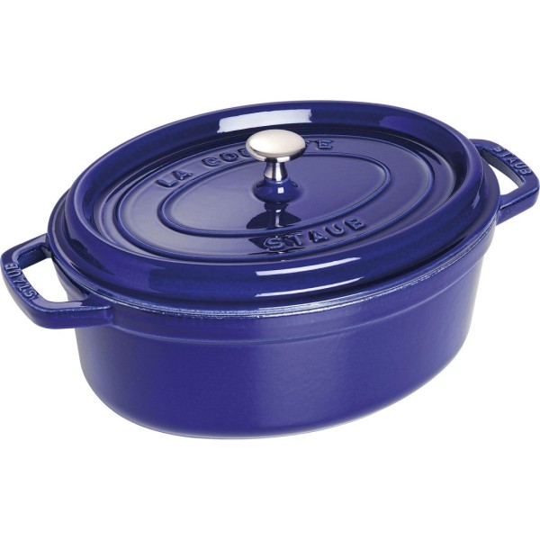 Каструля традиційна Staub La Cocotte овальна 4.2 л, чавунна, синя для готування