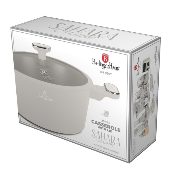 Garnek tradycyjny BerlingerHaus BH-8397 Sahara Marble 28 cm z pokrywką