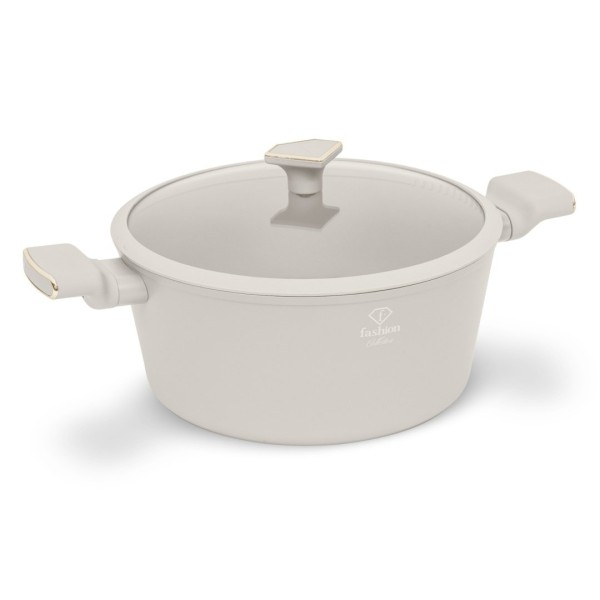 Garnek tradycyjny FashionTV FTV-0070 28 cm, z pokrywką, Matte Cream Gold Collection