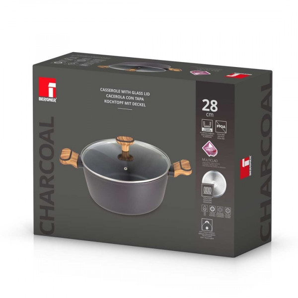 GARNEK MULTICLAD 28cm Z POKRYWĄ BERGNER BG-56038 CHARCOAL