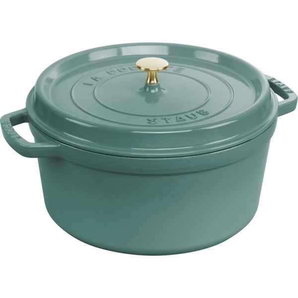 Гарячий посуд Staub La Cocotte круглий чавунний 6.7 л для готування тушкованих страв, евкаліптовий