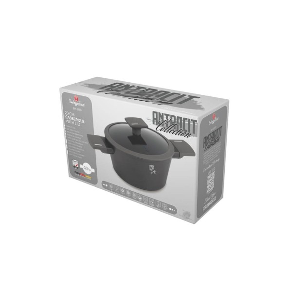 Garnek tytanowy Berlinger Haus Antracit BH-8130 20cm 2,5L z pokrywką - idealny do codziennego gotowania