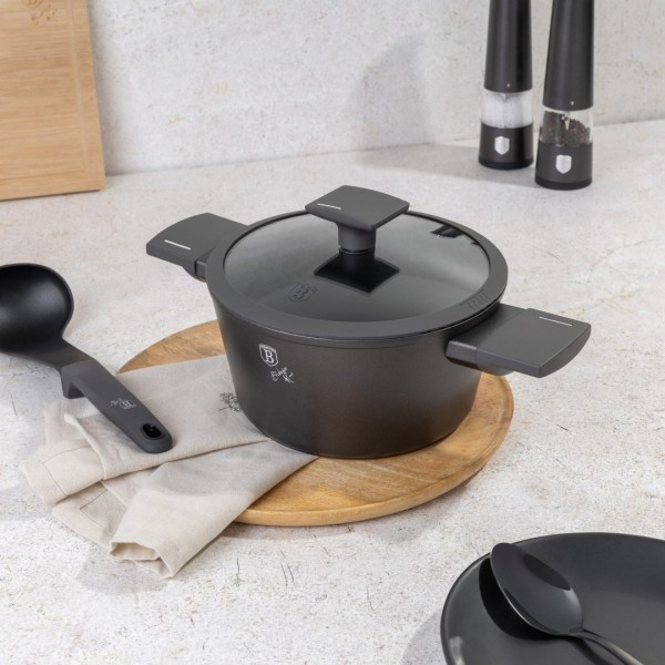 Garnek tytanowy Berlinger Haus Antracit BH-8130 20cm 2,5L z pokrywką - idealny do codziennego gotowania