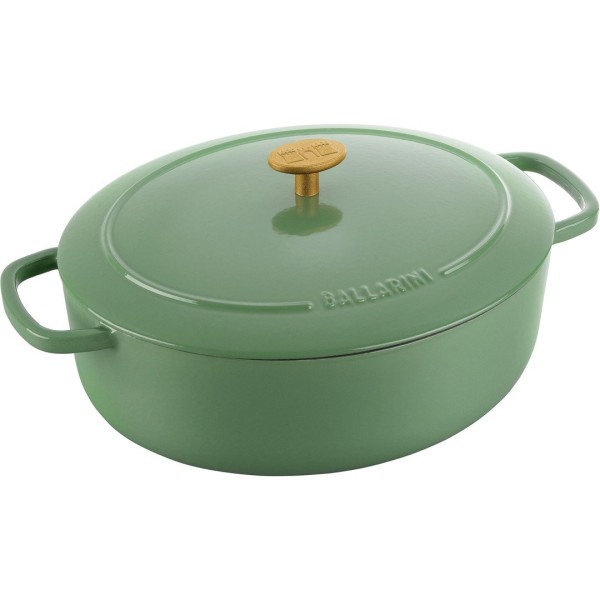 Garnek żeliwny Ballarini Bellamonte owalny 4.5 l zielony do duszenia i pieczenia