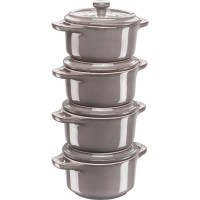 Garnki tradycyjne Staub Gift Giving 4x mini cocotte okrągły 10 cm antyczny grafitowy