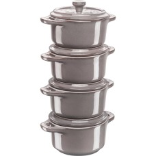 Кухонний посуд, Staub, Набір 4 міні кокотів круглих 10 см, античний графіт