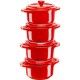 Garnki tradycyjne Staub Gift Giving 4x mini cocotte okrągły 10 cm czerwony do serwowania