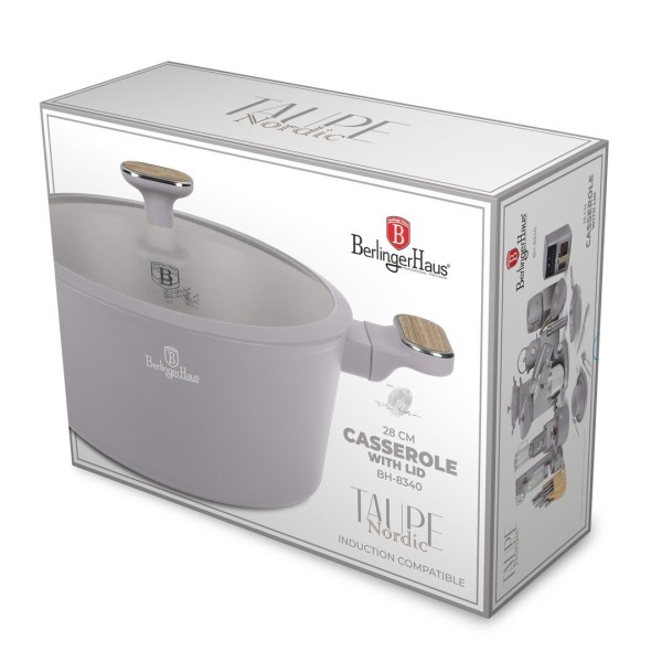 Garnek tradycyjny, BerlingerHaus BH-8340 Taupe Nordic, 28 cm z pokrywką