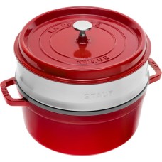 Каструля традиційна Staub La Cocotte кругла з чавуну, 3.8 л, червона, для готування