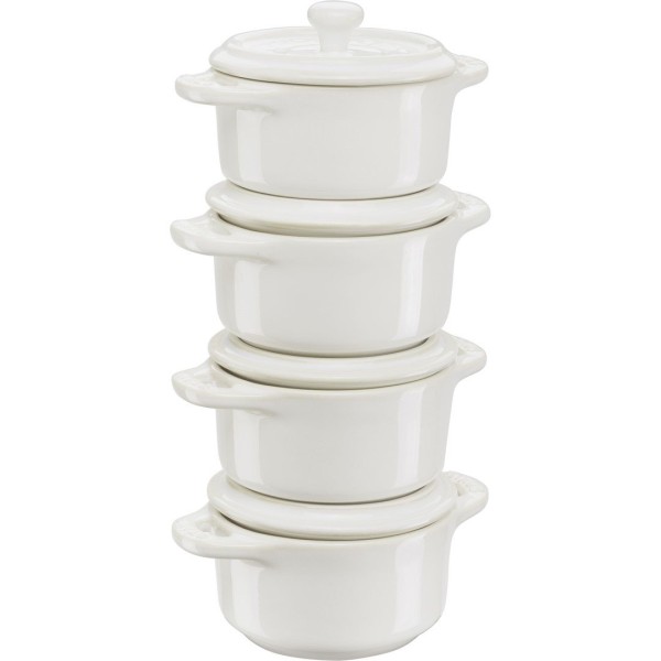 Zestaw garnków tradycyjnych Staub Gift Giving 4x mini cocotte okrągły 10 cm kość słoniowa