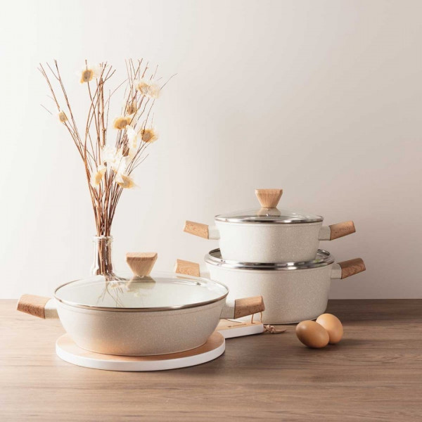 GARNEK MARMURKOWY 20cm Z POKRYWĄ BERGNER BG-34745 NATURALLY