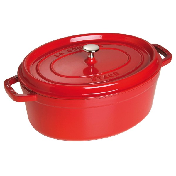 Garnek żeliwny Staub La Cocotte owalny 5,5 l do duszenia i pieczenia, czerwony