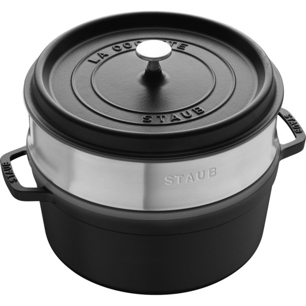 Гарматний кухонний посуд Staub La Cocotte круглий чавунний 3.8 л чорний для готування