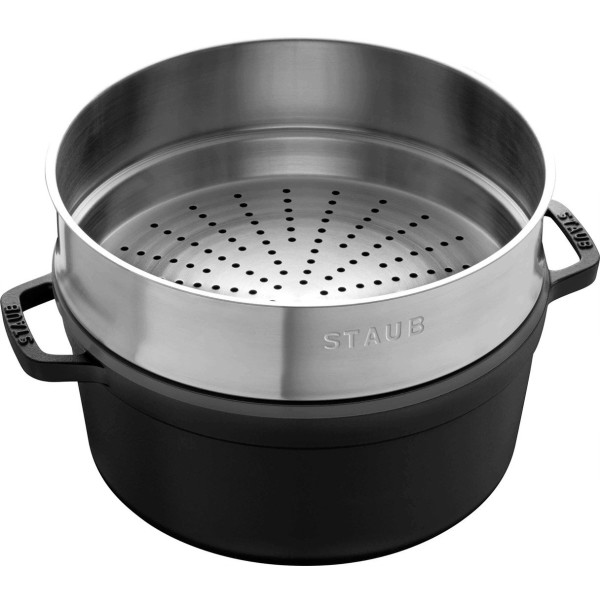 Гарматний кухонний посуд Staub La Cocotte круглий чавунний 3.8 л чорний для готування