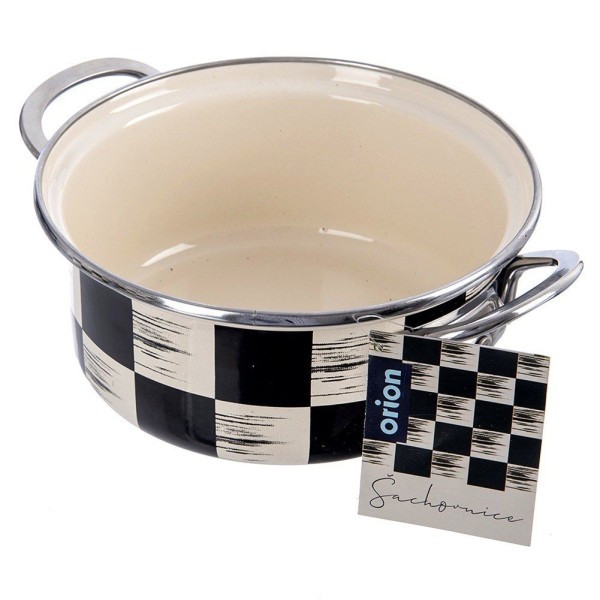 Garnek tradycyjny Orion SZACHOWNICA 18 cm 1,5 L – emaliowany, indukcja/gaz