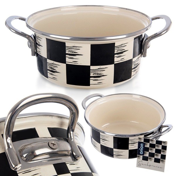Garnek tradycyjny Orion SZACHOWNICA 18 cm 1,5 L – emaliowany, indukcja/gaz