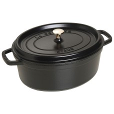 Гарнірний каструля Staub La Cocotte овальна 5.5 л, чорної емалі для готування на плиті та в духовці