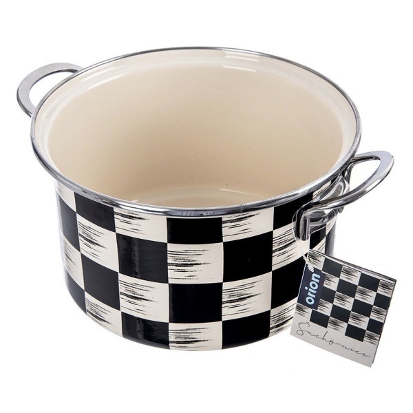 Garnek tradycyjny Orion Szachownica 20 cm 3 l — emaliowany, do kuchenek indukcyjnych i gazowych
