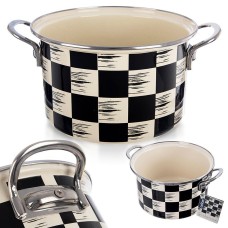 Garnek tradycyjny Orion Szachownica 20 cm 3 l — emaliowany, do kuchenek indukcyjnych i gazowych