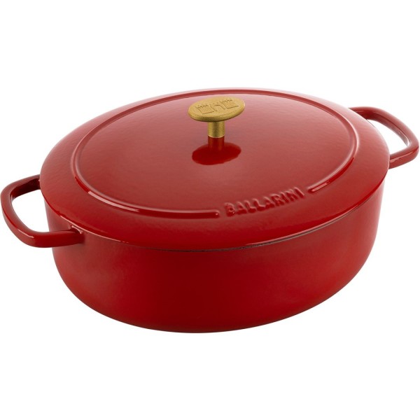 Garnek żeliwny Ballarini Bellamonte owalny 4.5 l czerwony do duszenia i pieczenia