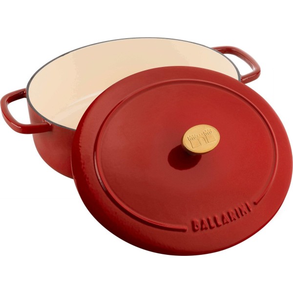 Garnek żeliwny Ballarini Bellamonte owalny 4.5 l czerwony do duszenia i pieczenia