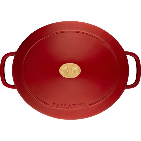 Garnek żeliwny Ballarini Bellamonte owalny 4.5 l czerwony do duszenia i pieczenia
