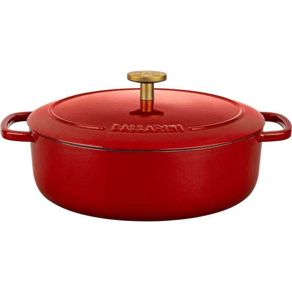 Garnek żeliwny Ballarini Bellamonte owalny 4.5 l czerwony do duszenia i pieczenia