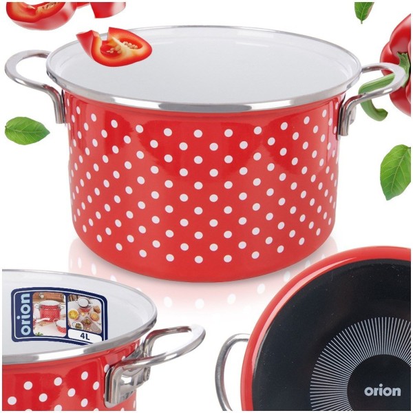 Garnek tradycyjny Tecka ORION 22 cm 4L — emaliowany, do indukcji i gazu