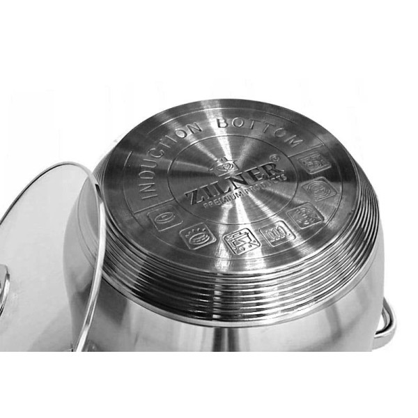 Garnek stalowy Zilner ZL-7307 6.1L 24cm do gotowania na kuchence z dnem 9-warstwowym