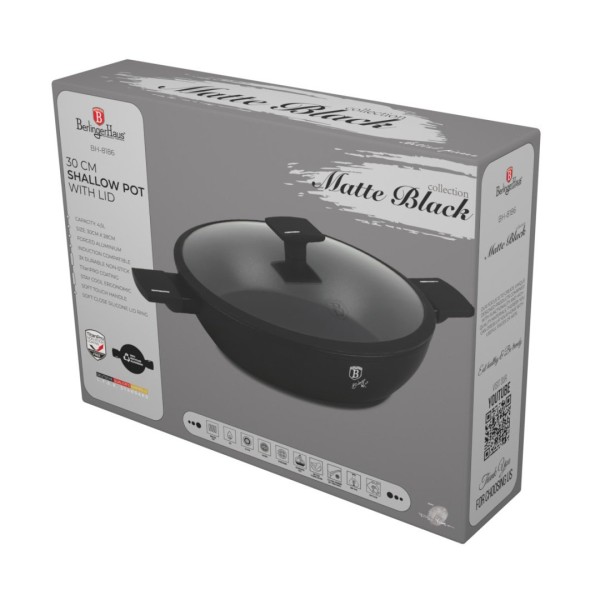 Garnek tradycyjny BerlingerHaus Matte Black BH-8186 30 cm, 4,5 l z pokrywką