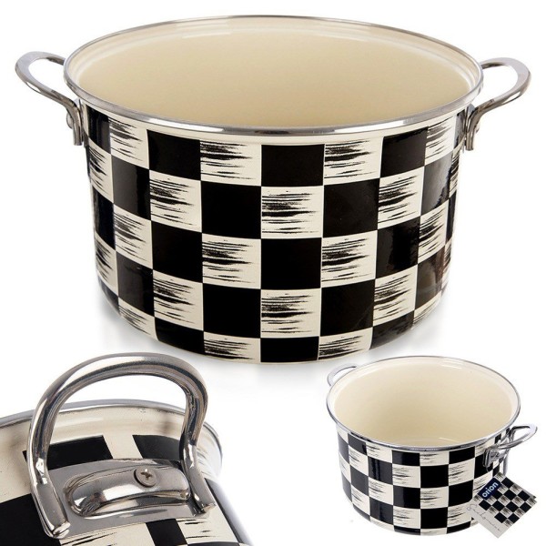 Garnek tradycyjny Orion 113338 Szachownica 26 cm 6,5 L – emaliowany, do indukcji i gazu